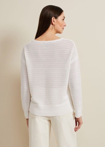 Phase Eight Annie Textured Knitwear White USA | 6521398-FK